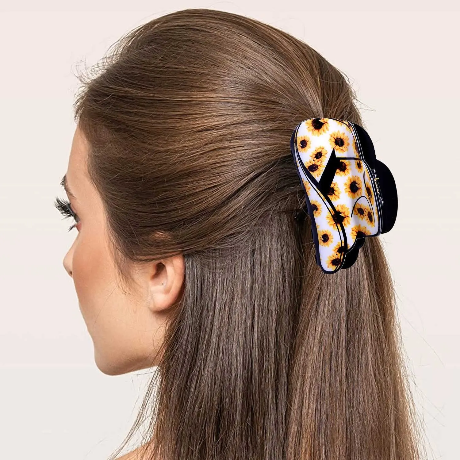 4/6PCS Western Hair Claw Clip for Women, Cowgirl Hat Boot Large Hair Clips, Nonslip Leopard Sunflower Hair Jaw Clamps for Thick Thin Hair (6PCS)