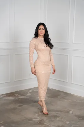 Antonia - Pink Lace Pencil Dress