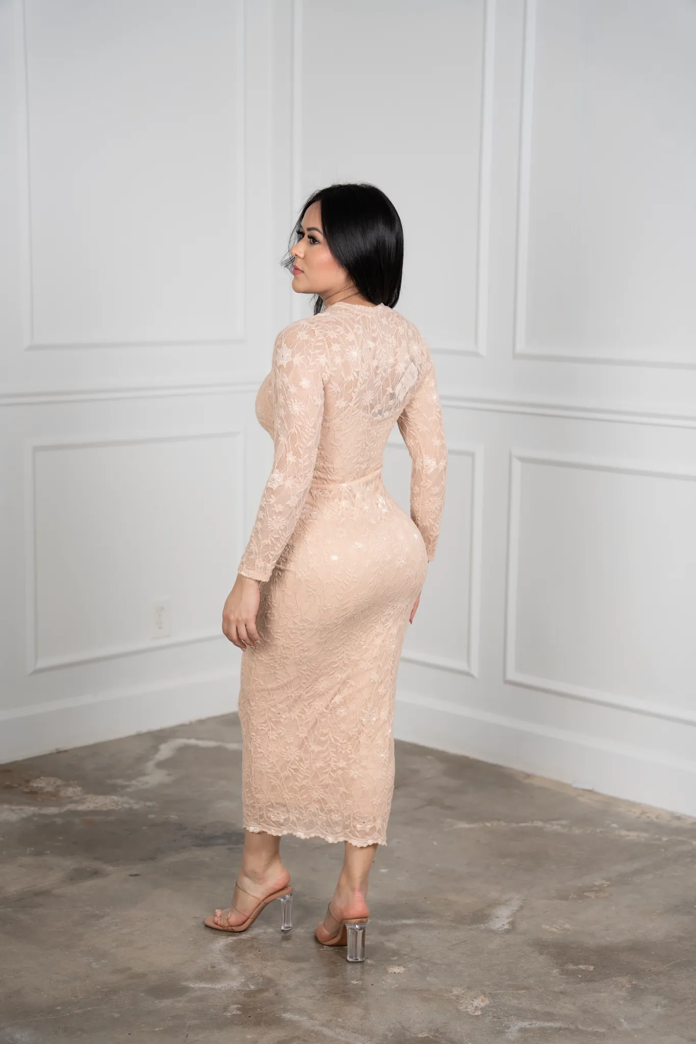 Antonia - Pink Lace Pencil Dress