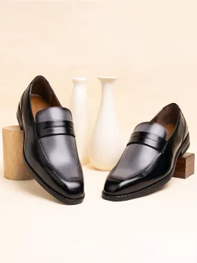 Black and Grey Handcrafted Dual Tone Moccasins Slipon