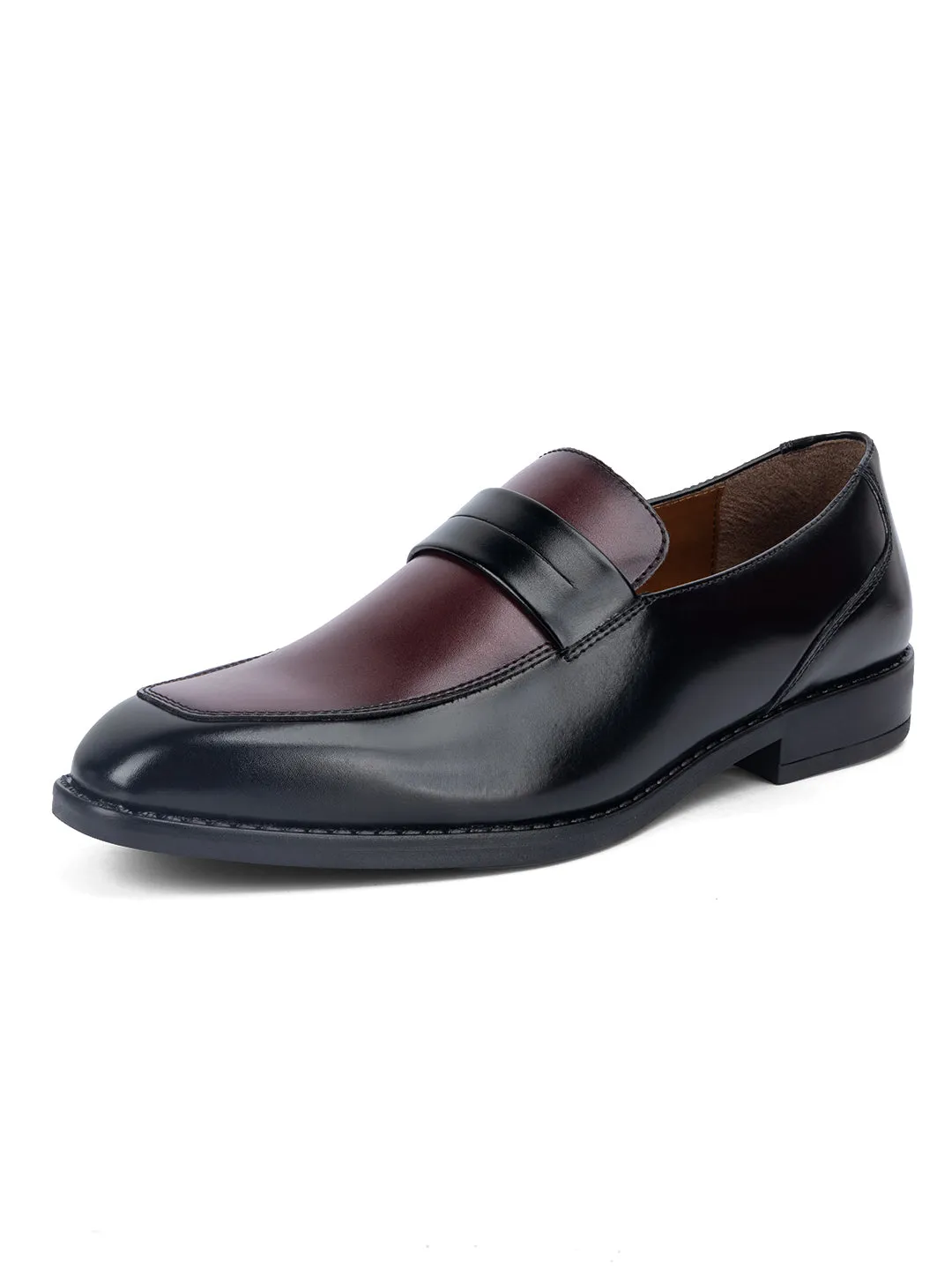 Black and Maroon Handcrafted Dual Tone Moccasins Slipon