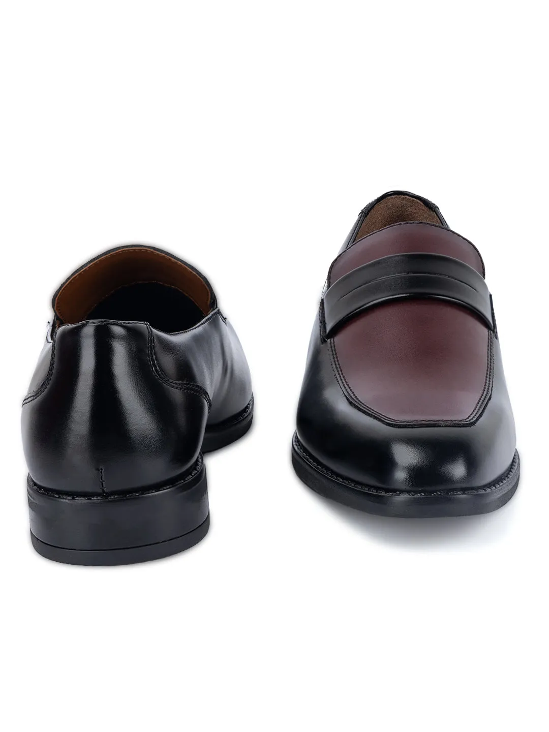 Black and Maroon Handcrafted Dual Tone Moccasins Slipon