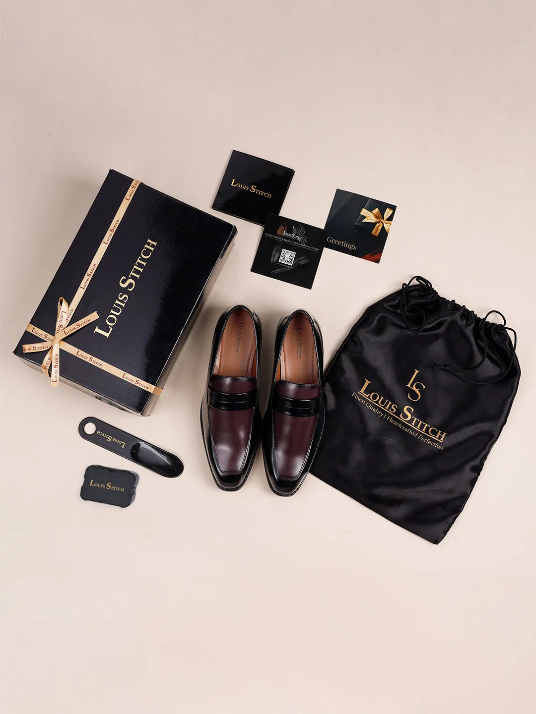 Black and Maroon Handcrafted Dual Tone Moccasins Slipon