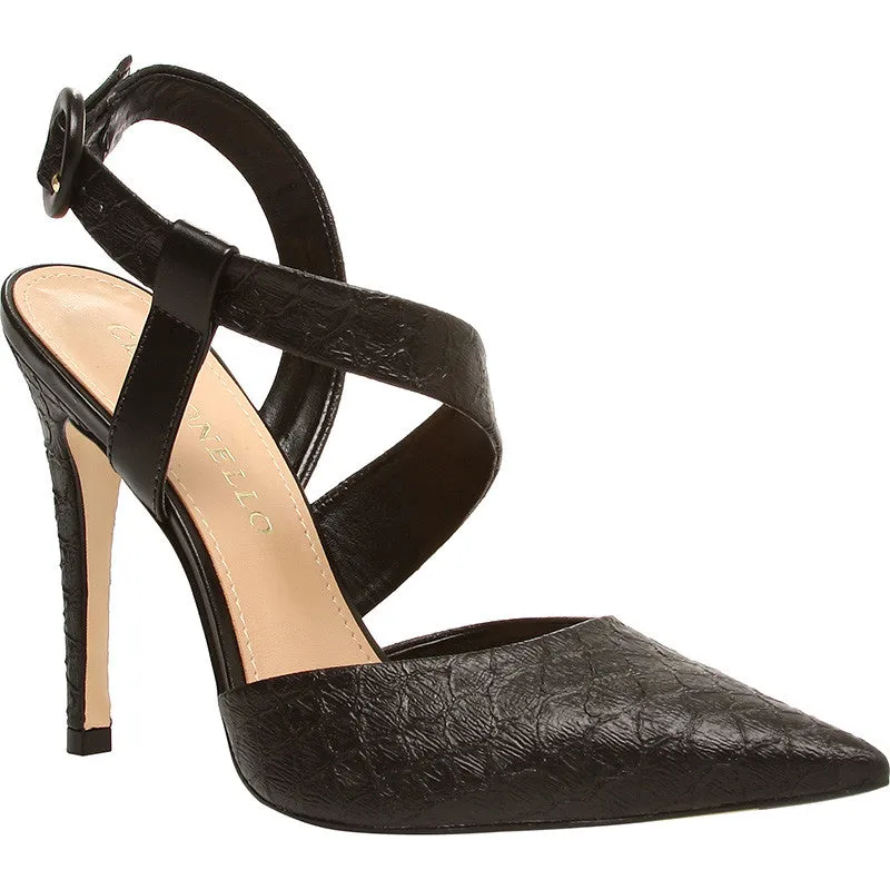 Black Leather Sandal High Heel - Cecconello