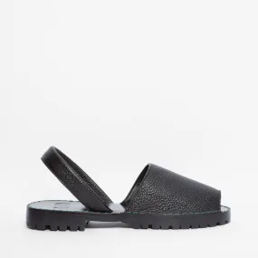 Black Pebbled Leather Goya Slide