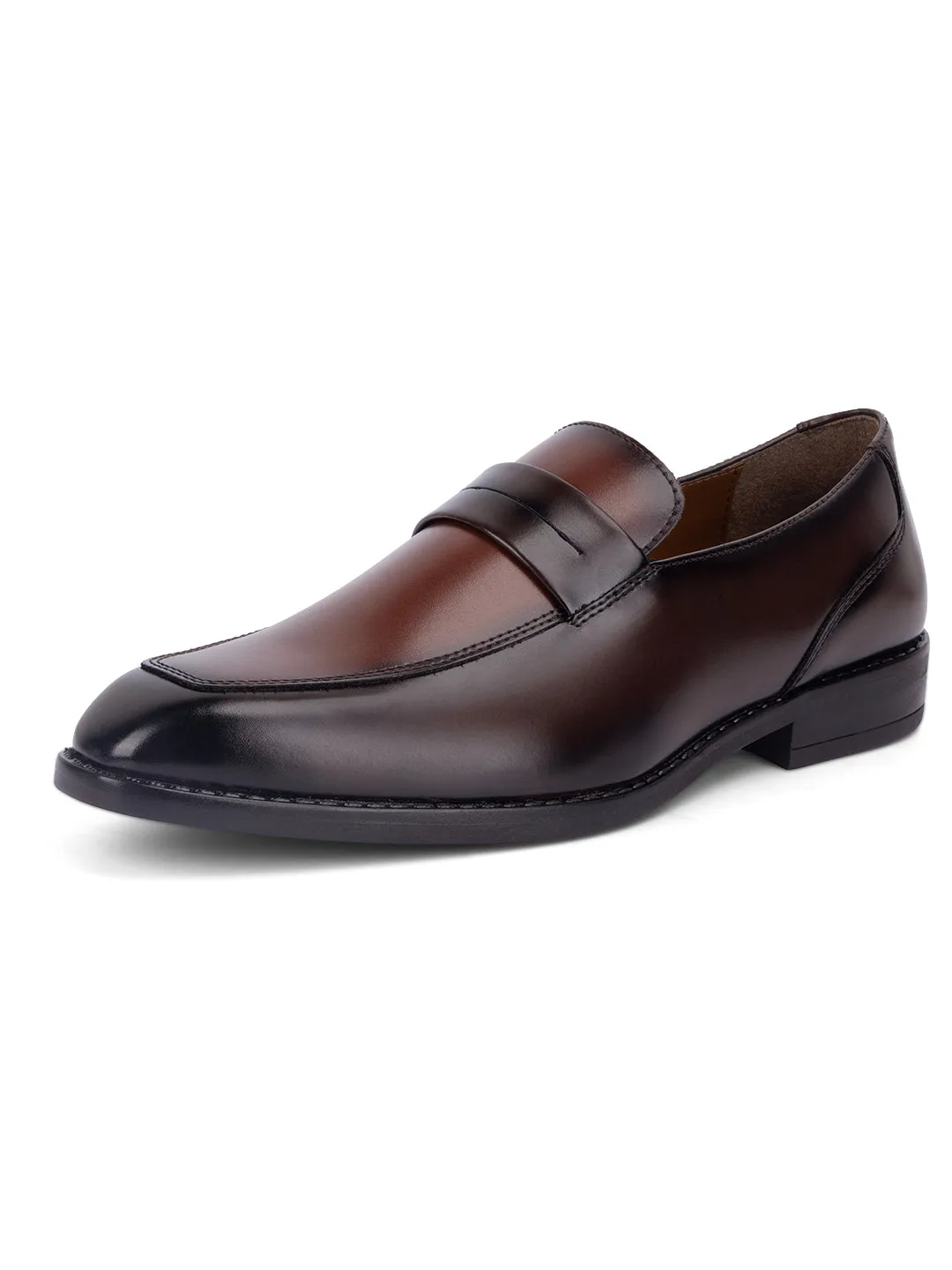 Brown and Tan Handcrafted Dual Tone Moccasins Slipon