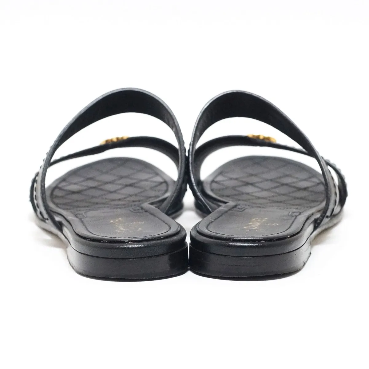 Chanel CC Black Sandals, 37.5