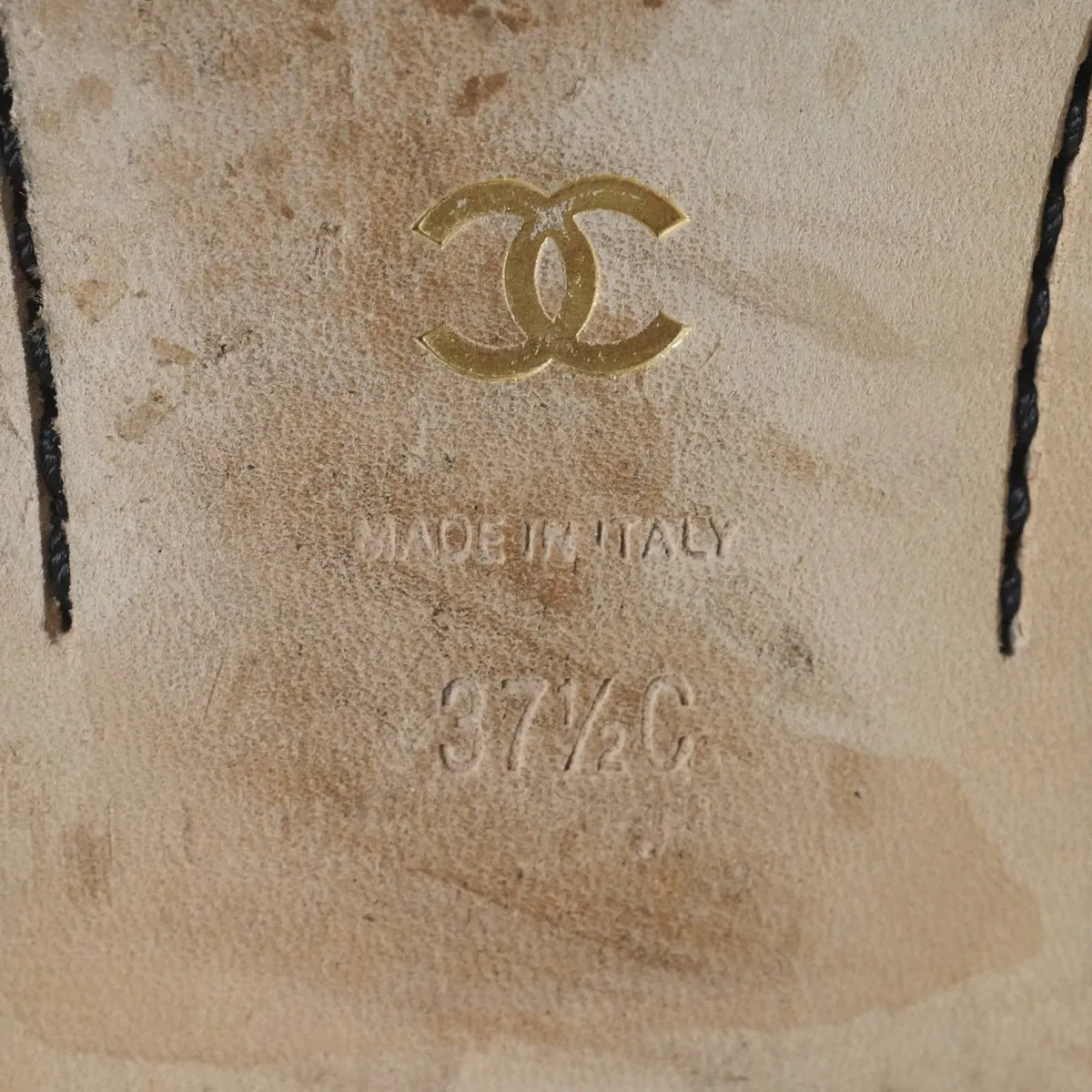 Chanel CC Black Sandals, 37.5