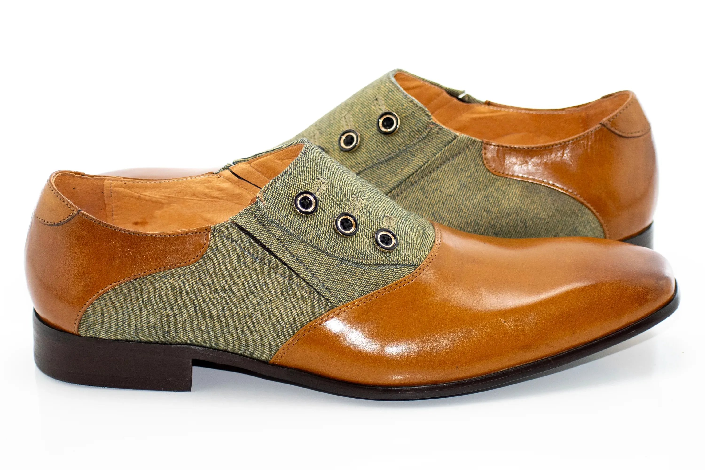 Cognac Button-Up Slip-On Dress Loafer