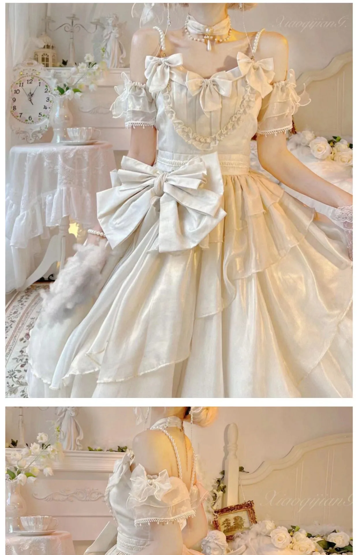 CR Cat Romance~Glazed Sand~Elegant Lolita Floral Wedding JSK
