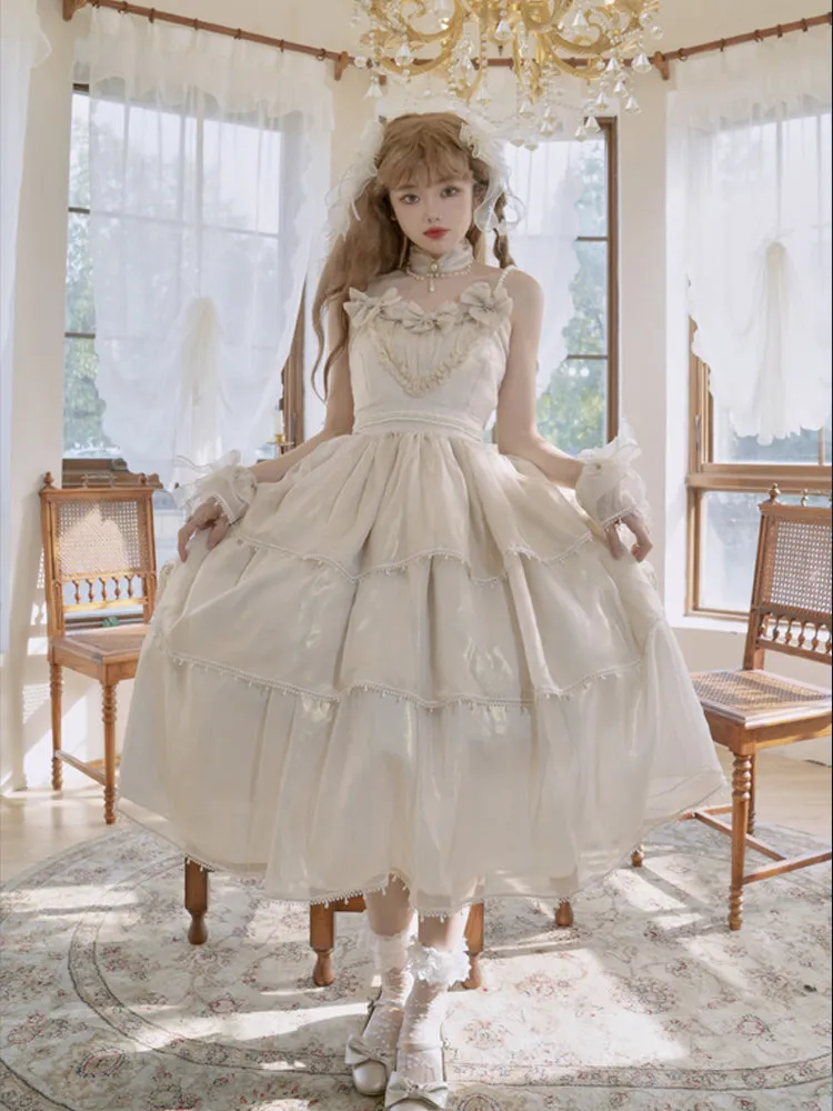 CR Cat Romance~Glazed Sand~Elegant Lolita Floral Wedding JSK