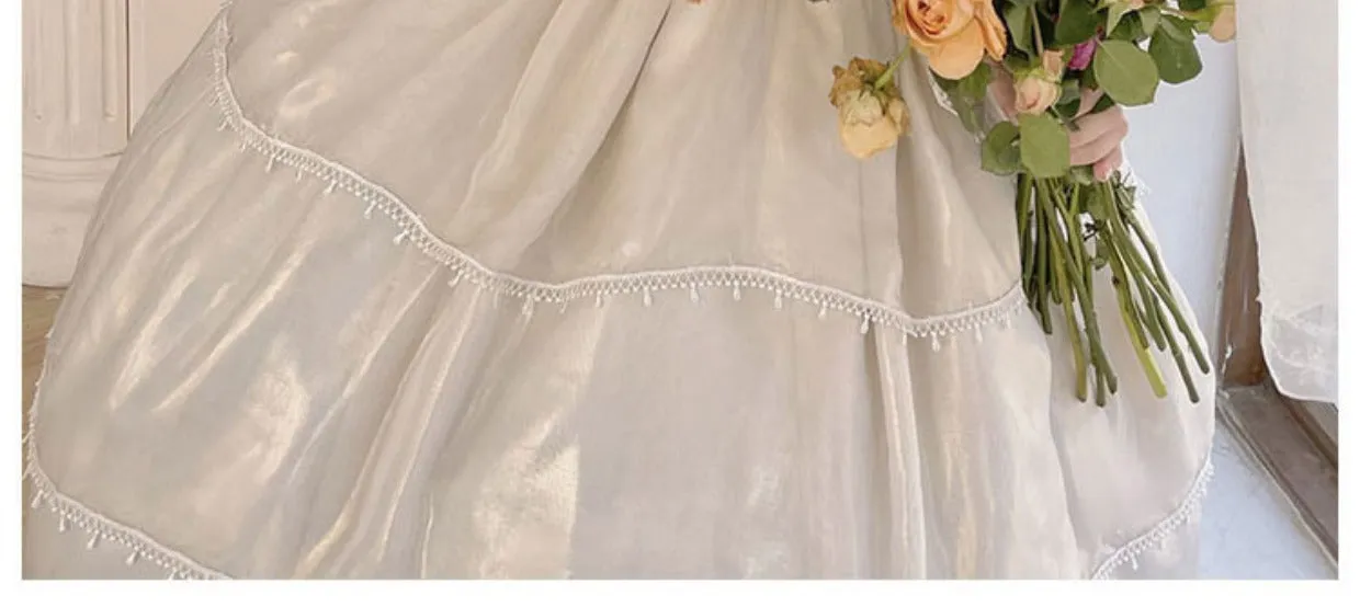 CR Cat Romance~Glazed Sand~Elegant Lolita Floral Wedding JSK