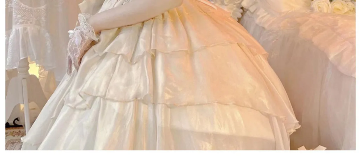 CR Cat Romance~Glazed Sand~Elegant Lolita Floral Wedding JSK