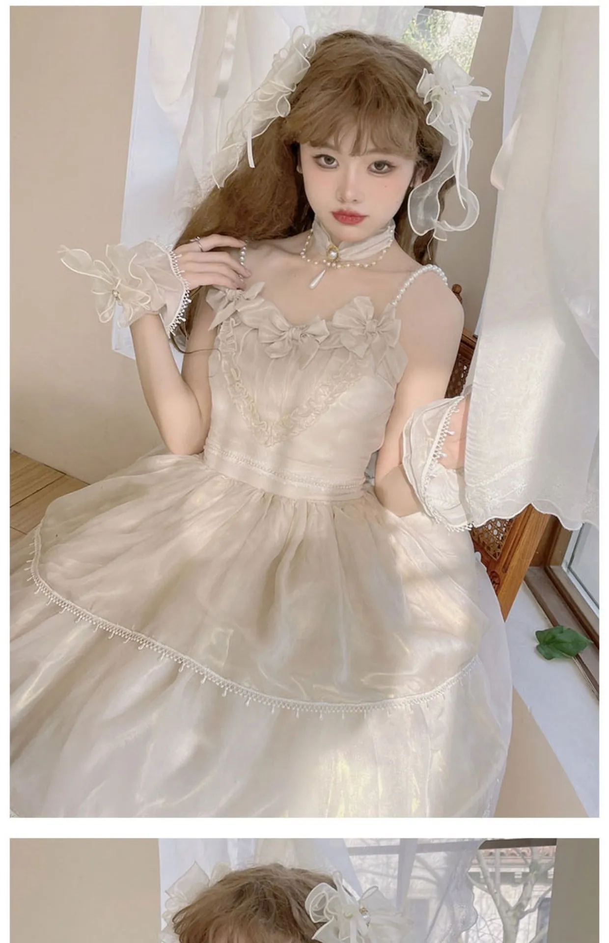 CR Cat Romance~Glazed Sand~Elegant Lolita Floral Wedding JSK