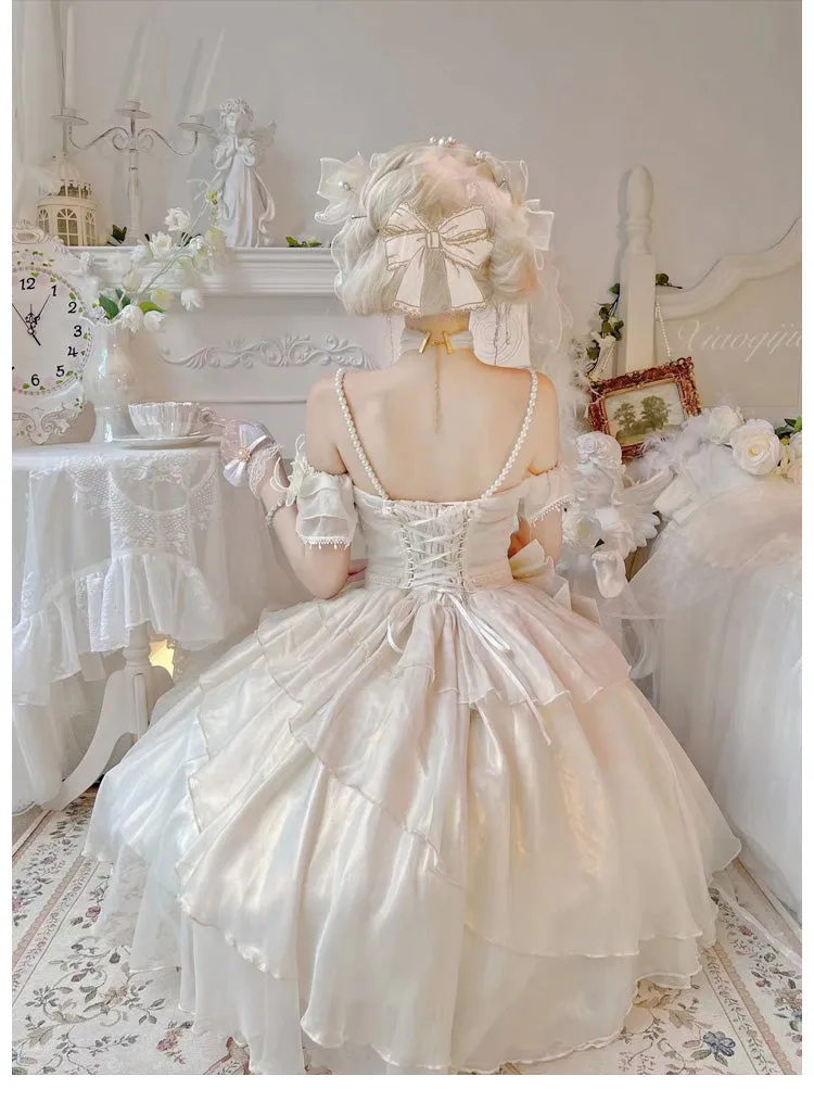 CR Cat Romance~Glazed Sand~Elegant Lolita Floral Wedding JSK