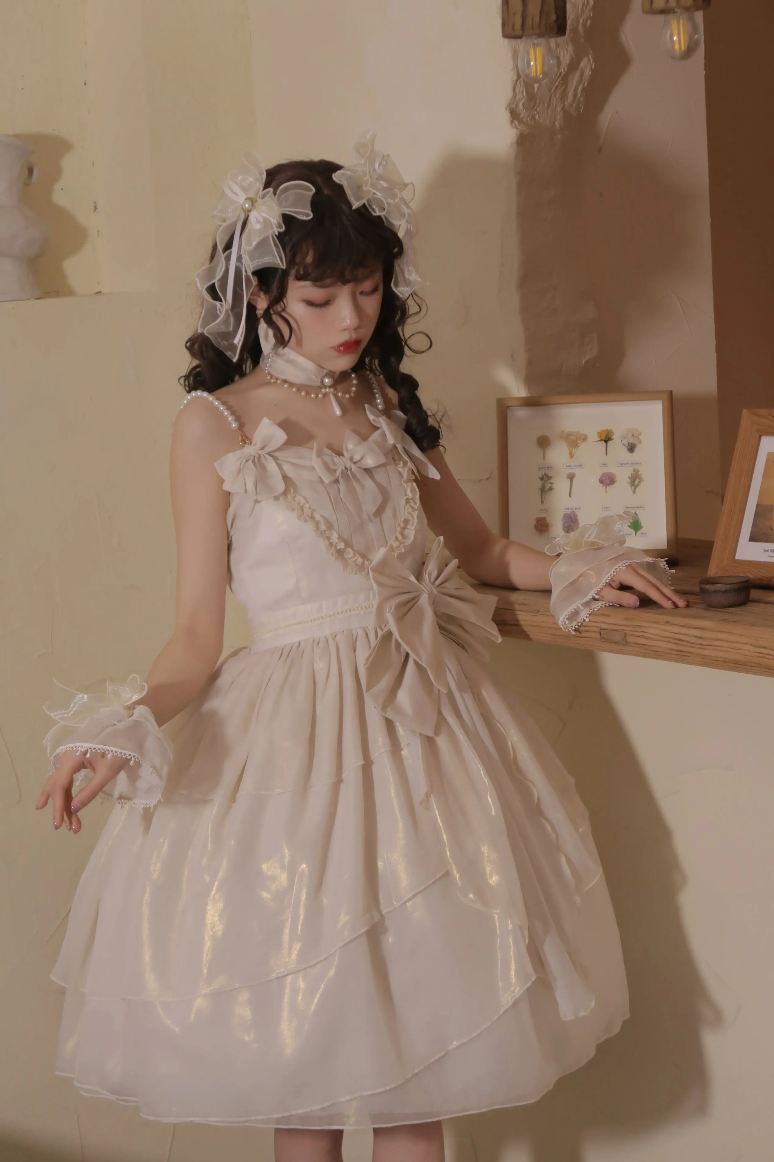CR Cat Romance~Glazed Sand~Elegant Lolita Floral Wedding JSK