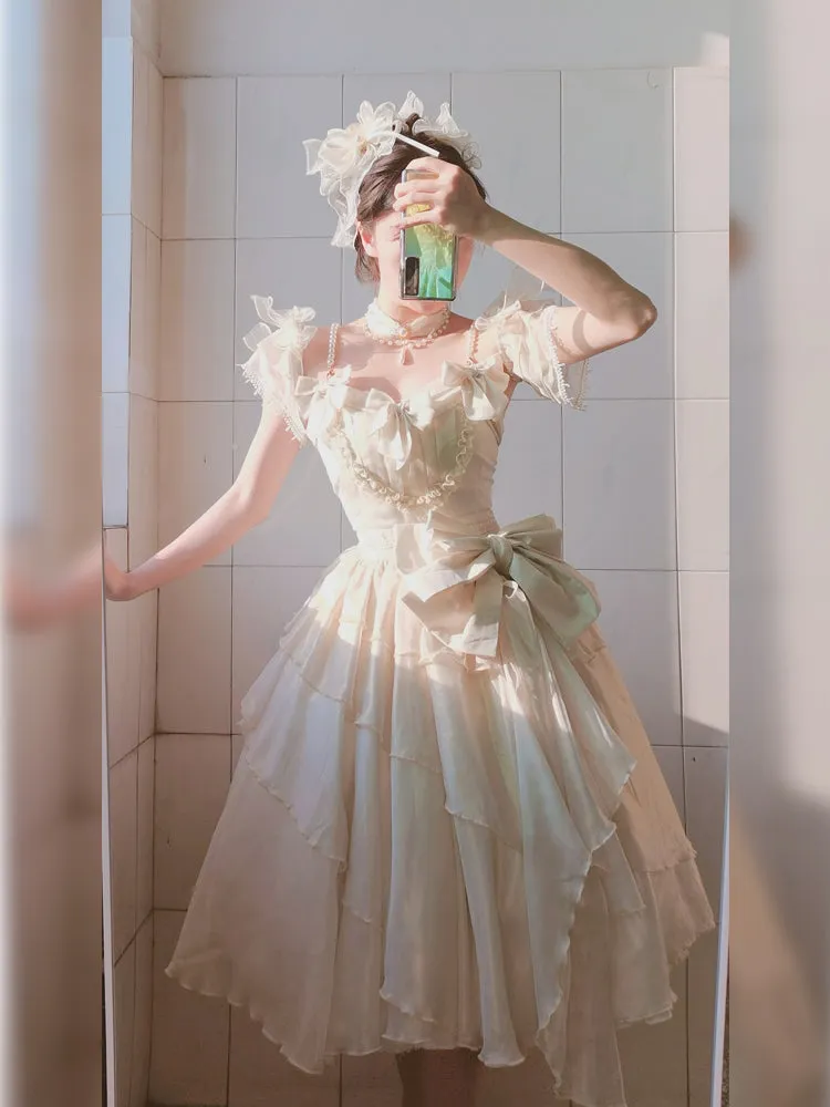 CR Cat Romance~Glazed Sand~Elegant Lolita Floral Wedding JSK