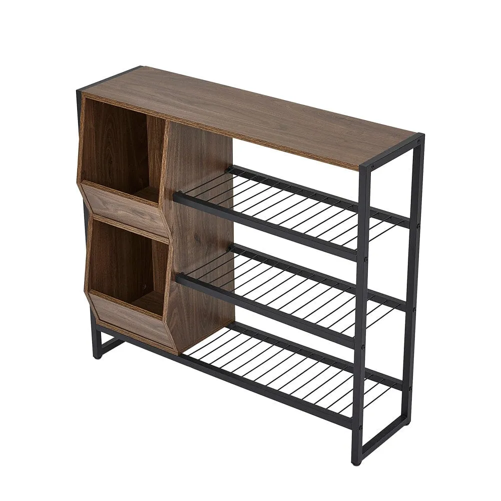 Direct Modern Walnut 3 Tier Shoe Organizer Shelf