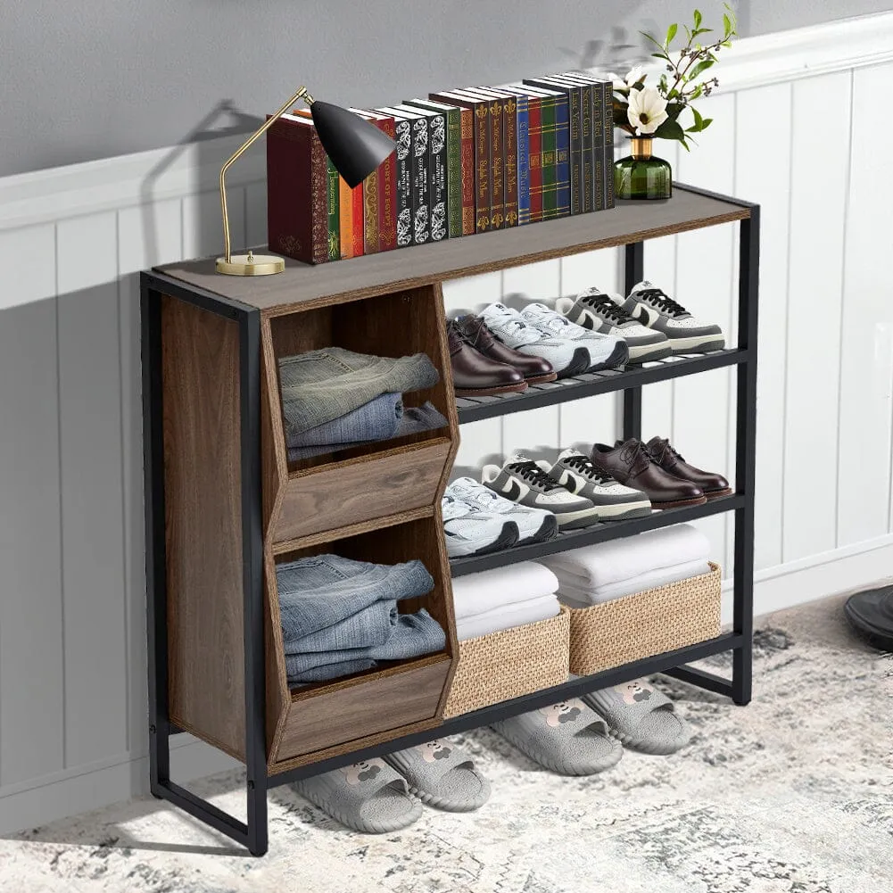 Direct Modern Walnut 3 Tier Shoe Organizer Shelf