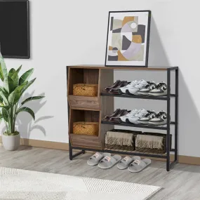 Direct Modern Walnut 3 Tier Shoe Organizer Shelf