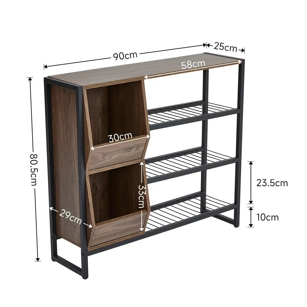 Direct Modern Walnut 3 Tier Shoe Organizer Shelf