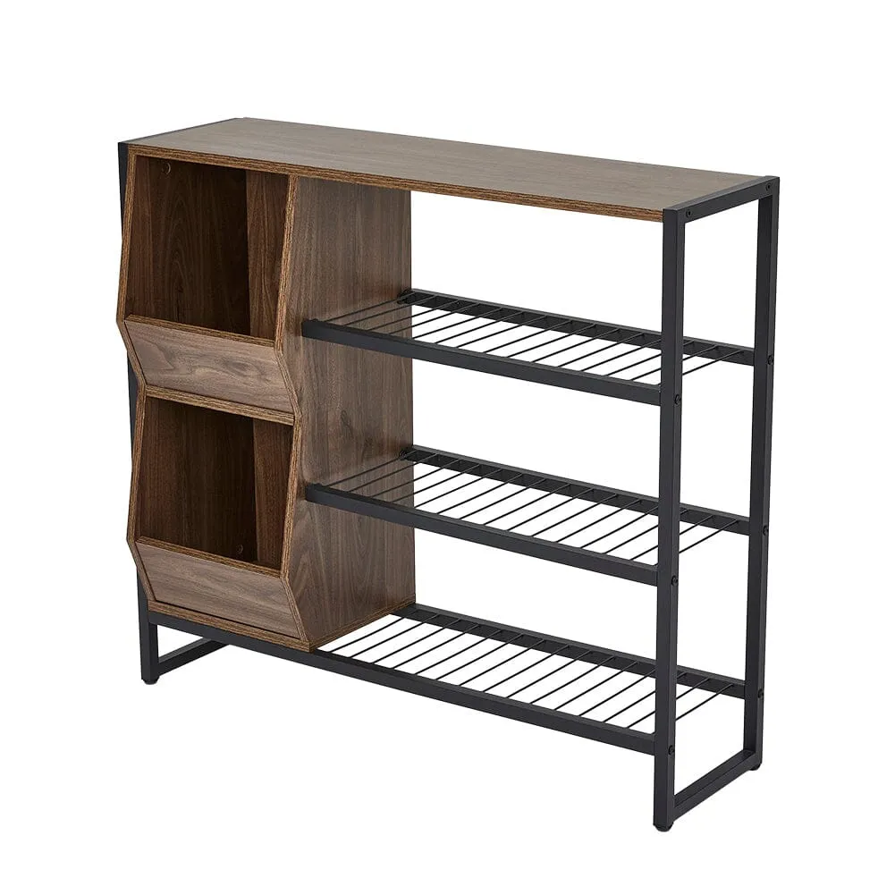 Direct Modern Walnut 3 Tier Shoe Organizer Shelf