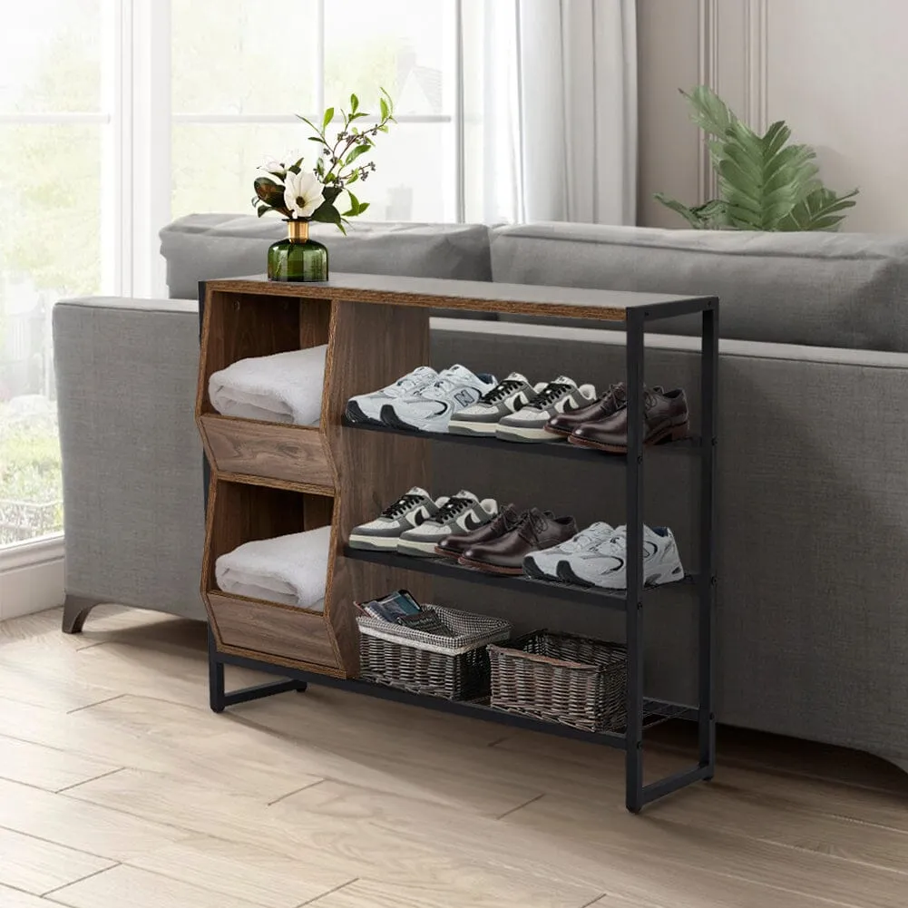 Direct Modern Walnut 3 Tier Shoe Organizer Shelf