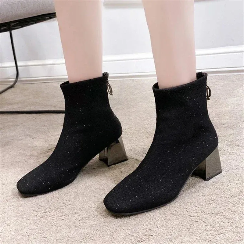 Elastic Sequined Cloth Women Sexy Sock Boots