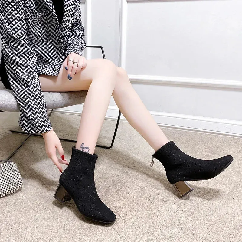 Elastic Sequined Cloth Women Sexy Sock Boots