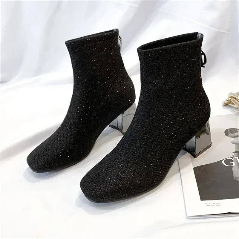 Elastic Sequined Cloth Women Sexy Sock Boots