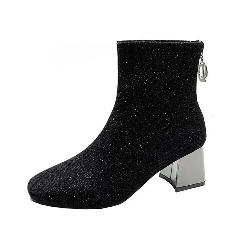 Elastic Sequined Cloth Women Sexy Sock Boots