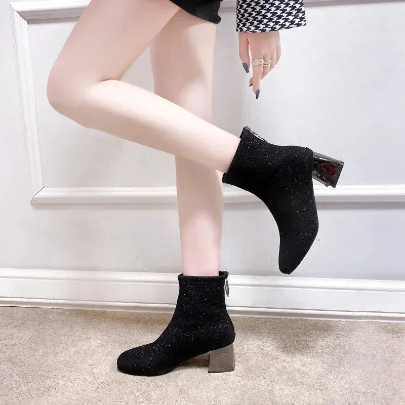 Elastic Sequined Cloth Women Sexy Sock Boots