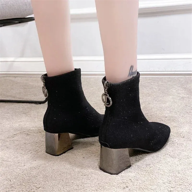 Elastic Sequined Cloth Women Sexy Sock Boots