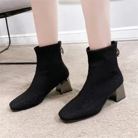 Elastic Sequined Cloth Women Sexy Sock Boots