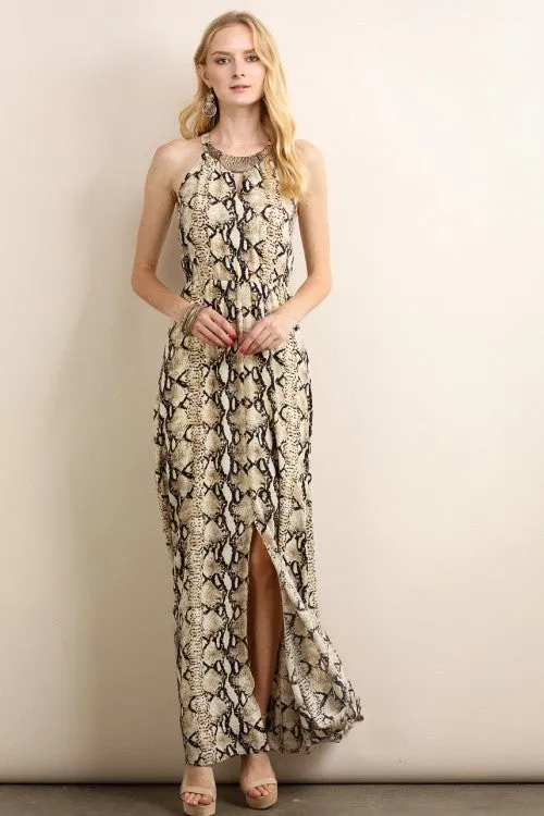 Elegant Animal Print Maxi Dress