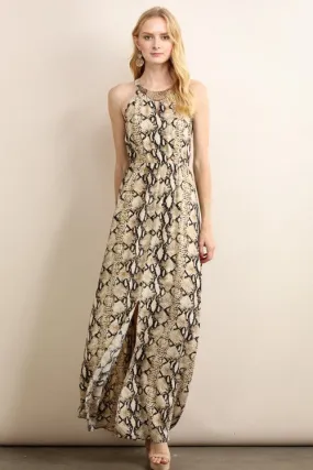 Elegant Animal Print Maxi Dress