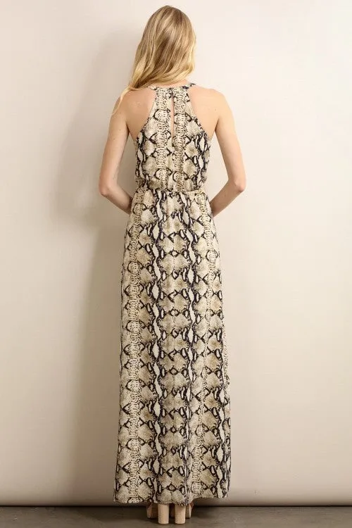 Elegant Animal Print Maxi Dress
