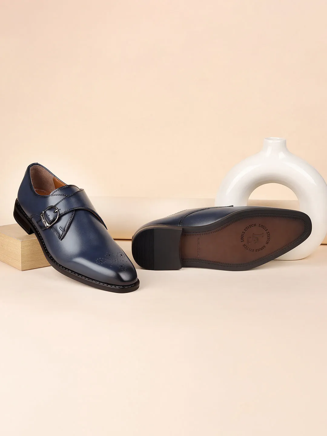 Federal Blue Handcrafted Monks Slipon Shoe