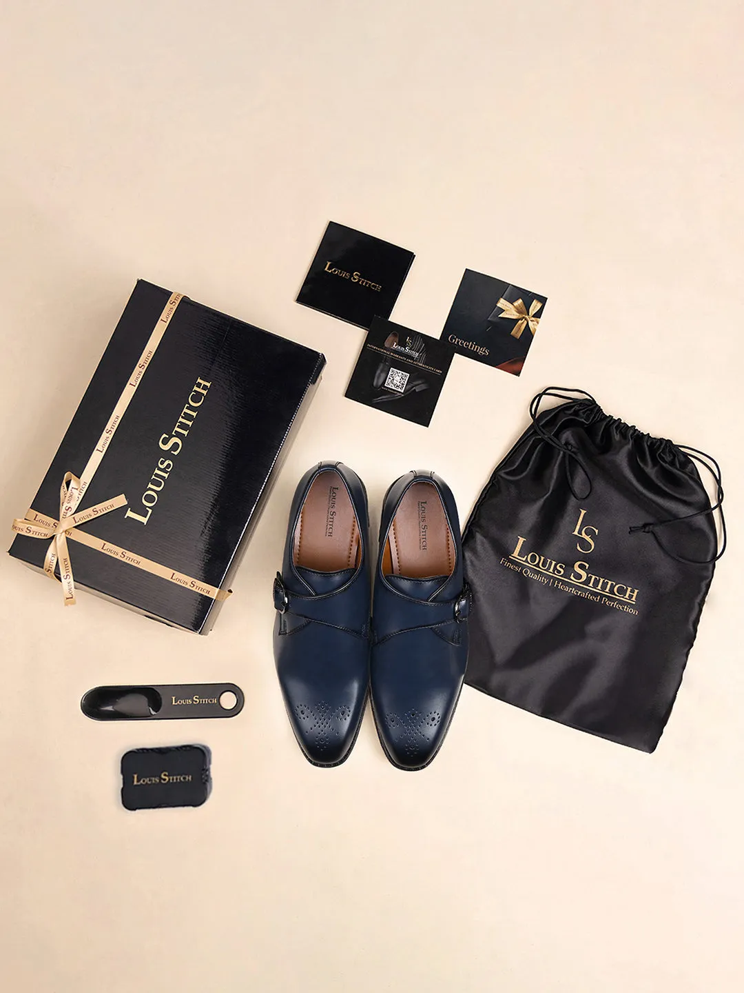 Federal Blue Handcrafted Monks Slipon Shoe
