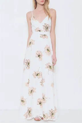 Floral White Blush Elegant Maxi Dress