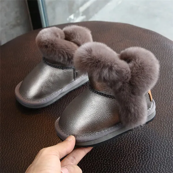 Girl's Leather Princess Plush Winter Boots Clearance