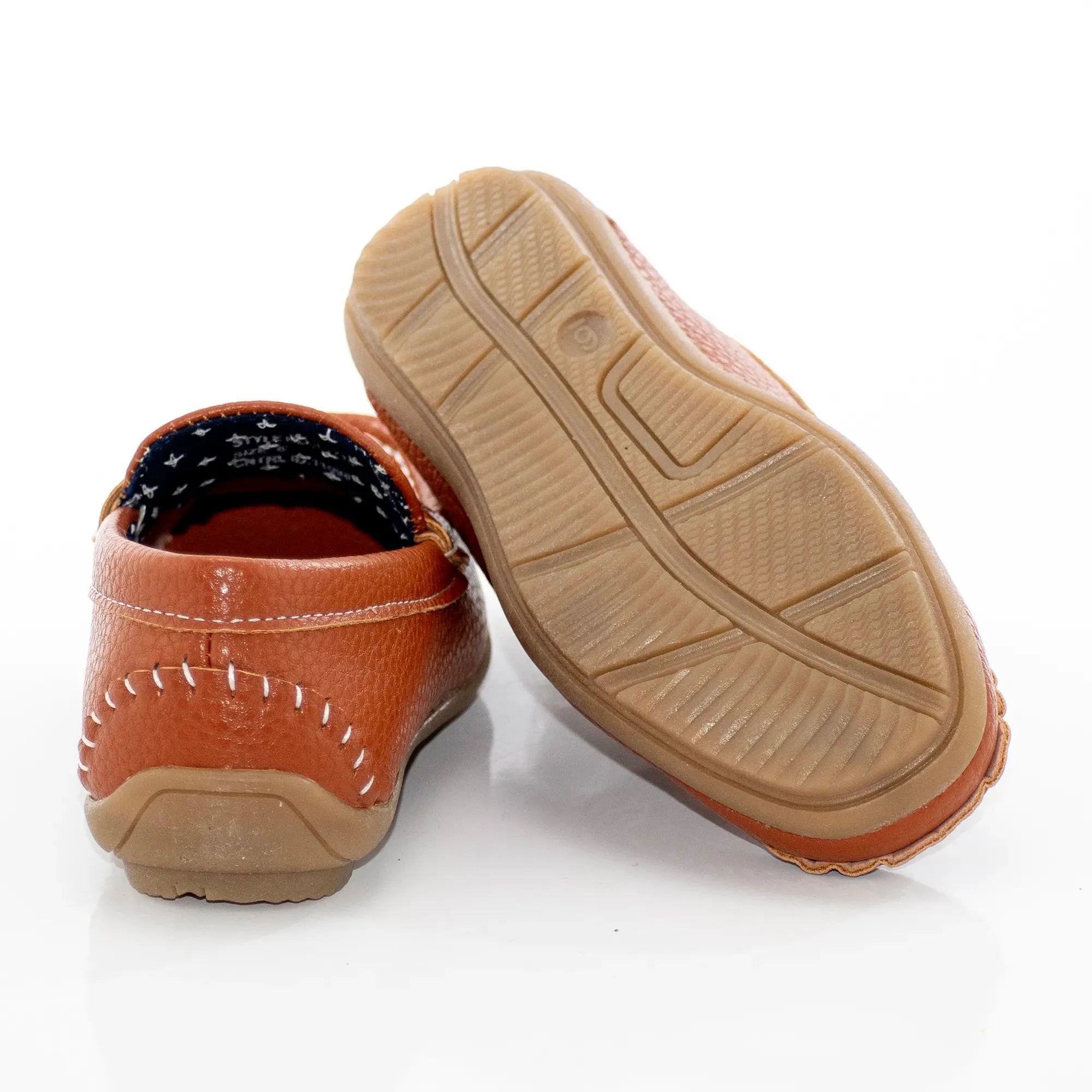 Light Brown Leather Kids' Penny Loafer Driver