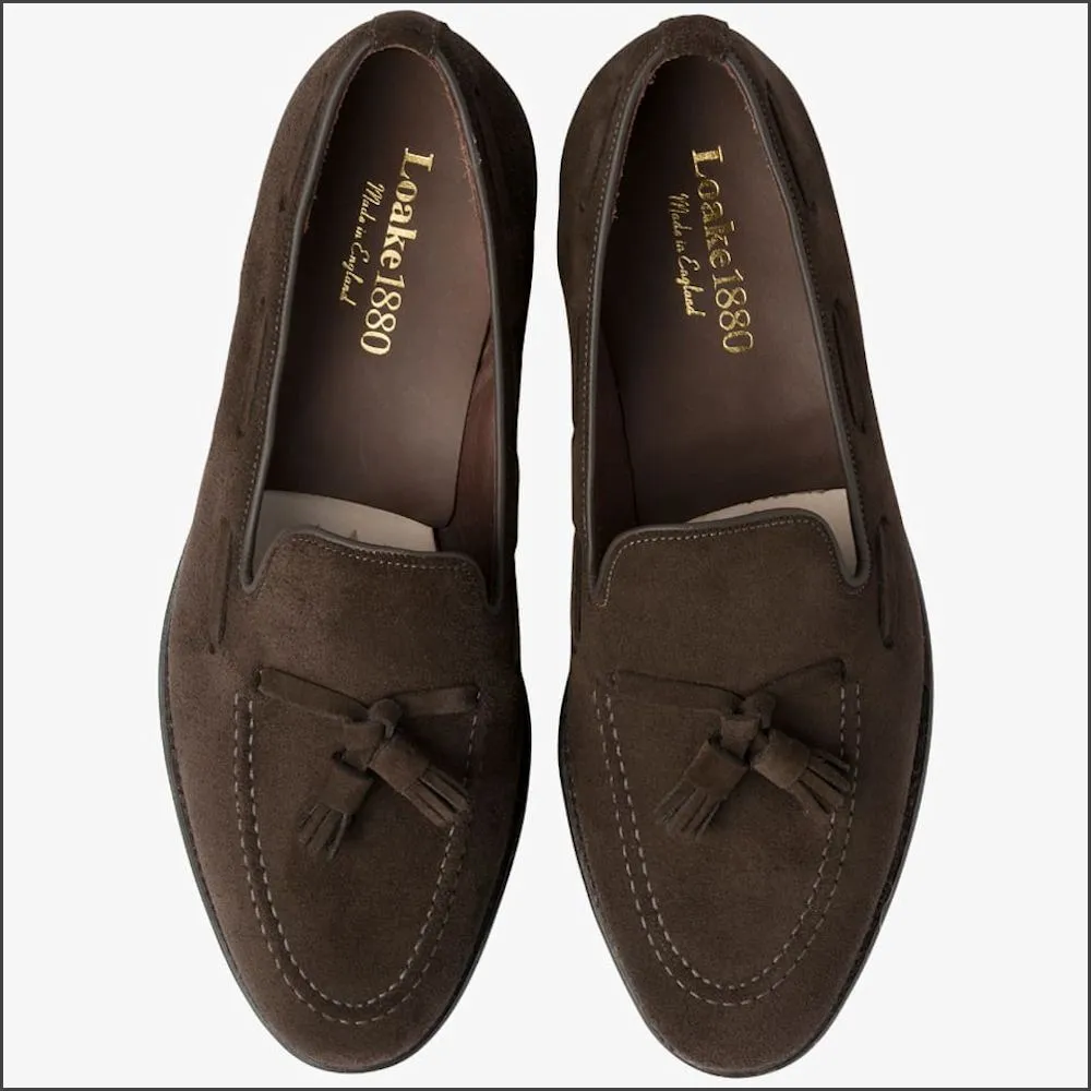 Loake Russell Chocolate Brown Suede Loafer@