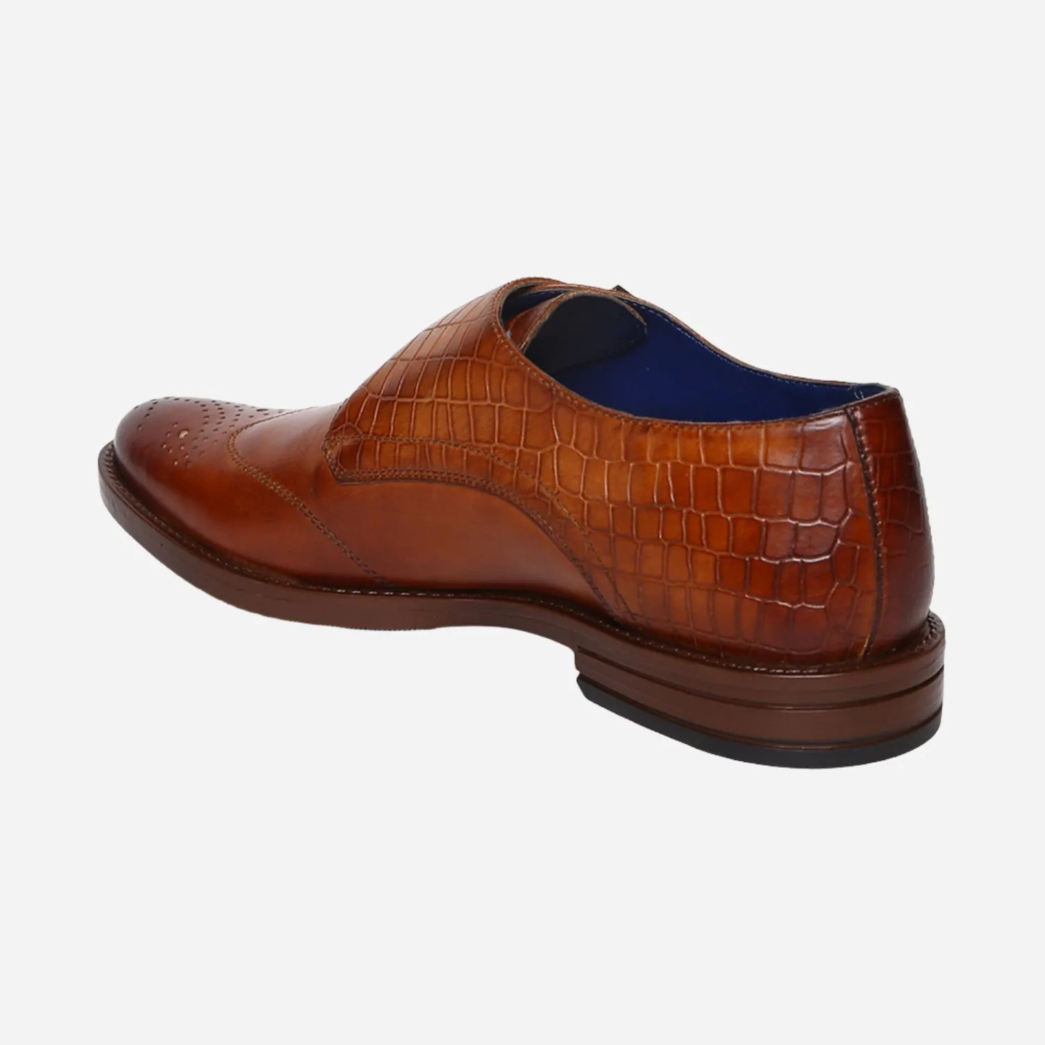 MASABIH GENUINE LEATHER TAN CASUAL MONK SHOES FOR MEN