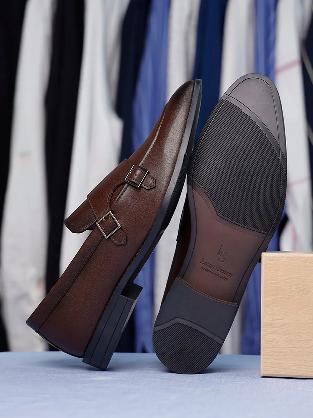 Men's Brunette Brown Slipon Style Comfortable Monks