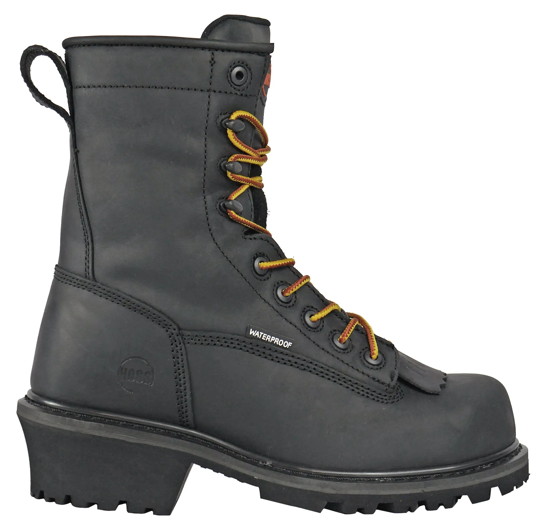 Men's Hoss 8" Kiltie Cross Cut Logger Black, EH, WP, PR,  Composite Toe Boot