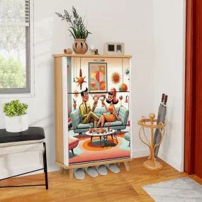 Mid Century Modern Shoe Storage, Kitschy Mod Designed Shoe Cabinet