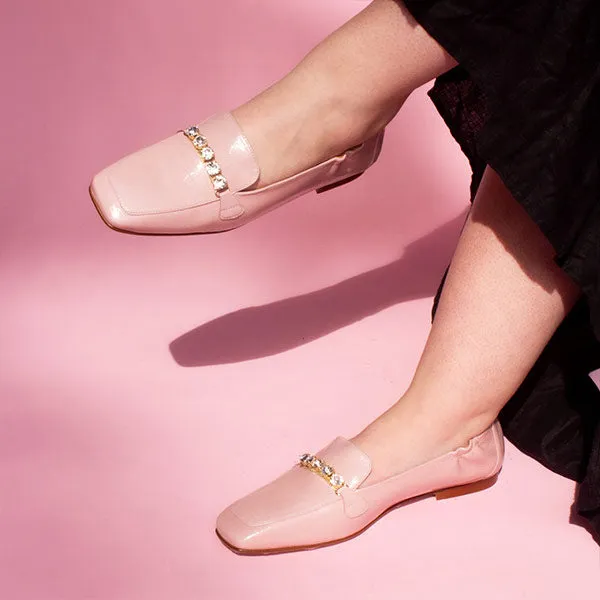 Mirefleurs Pink | Jewelled Patent Loafer