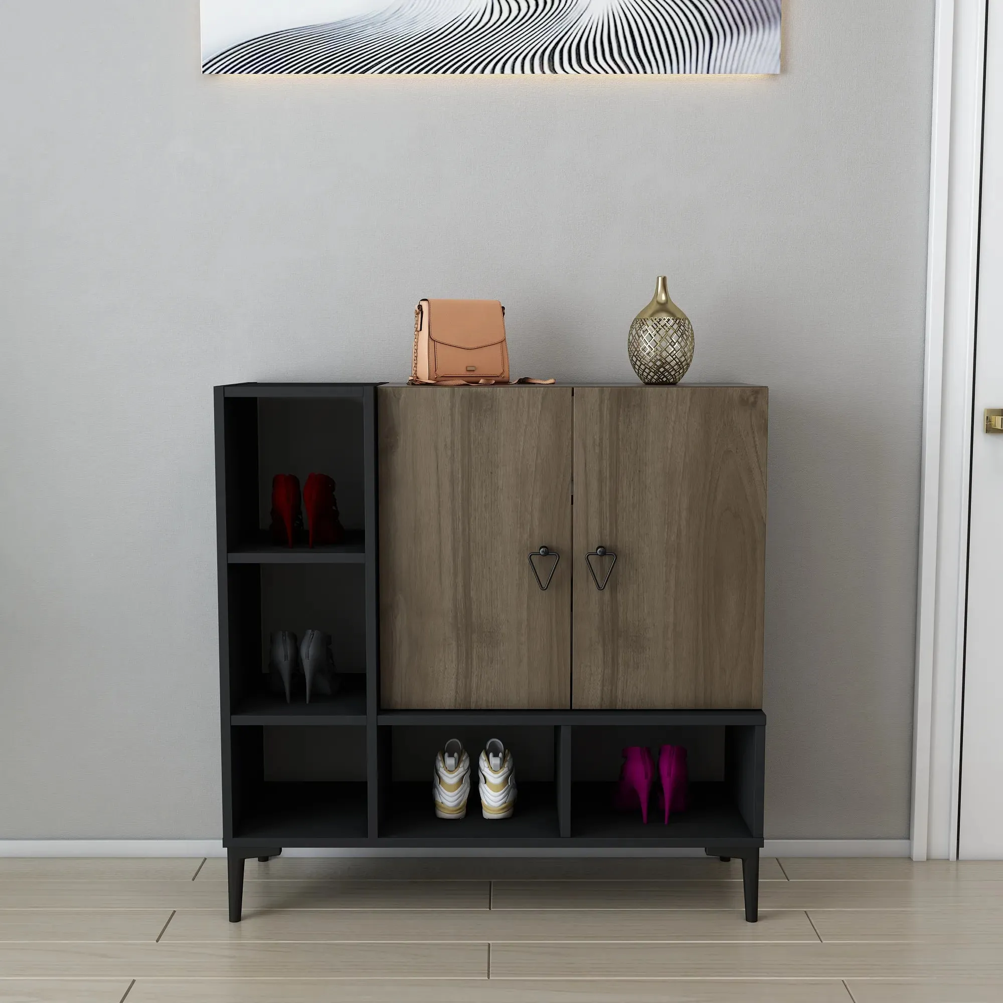 Platin Modern Shoe Cabinet with Ample Storage | Cupboard