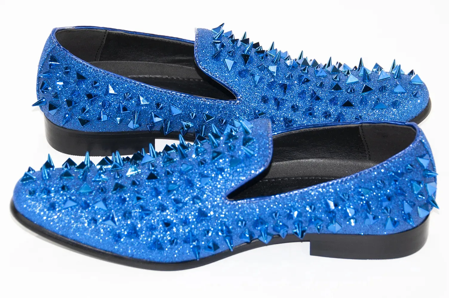 Royal Blue Glittered Spiked Loafer